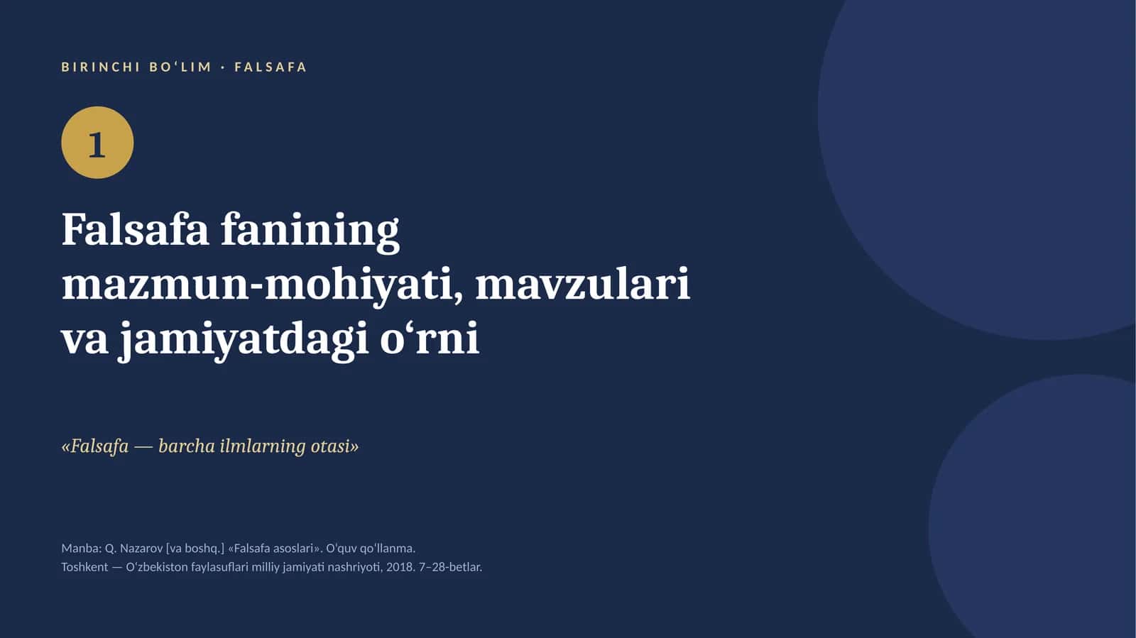Falsafa fanining mazmun-mohiyati 1