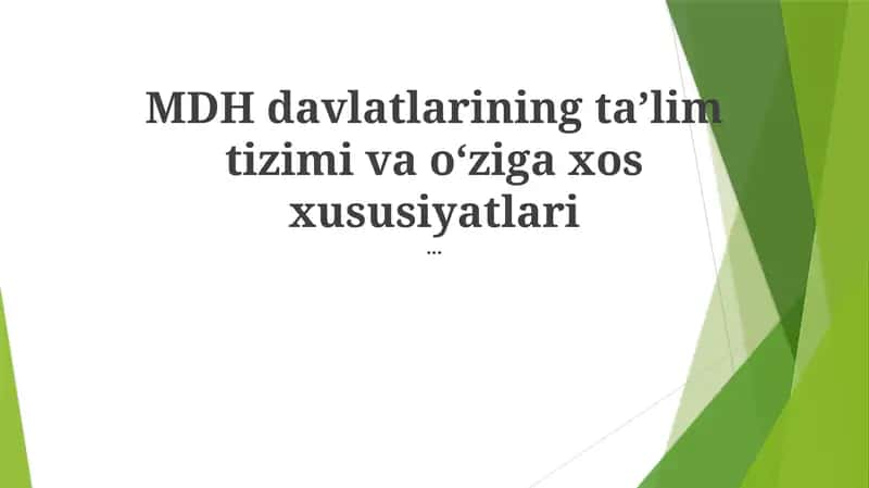 MDH Ta'limning O'ziga Xos Xususiyatlari 1