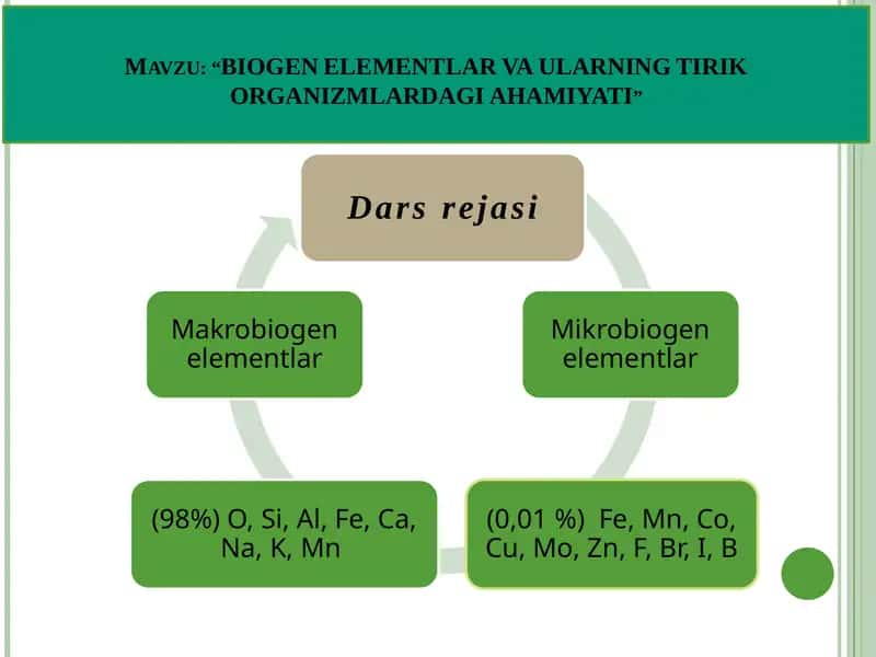 BIOGENELEMENTLAR VA ULARNING TIRIK ORGANIZMLARDAGI AHAMIYATI 1