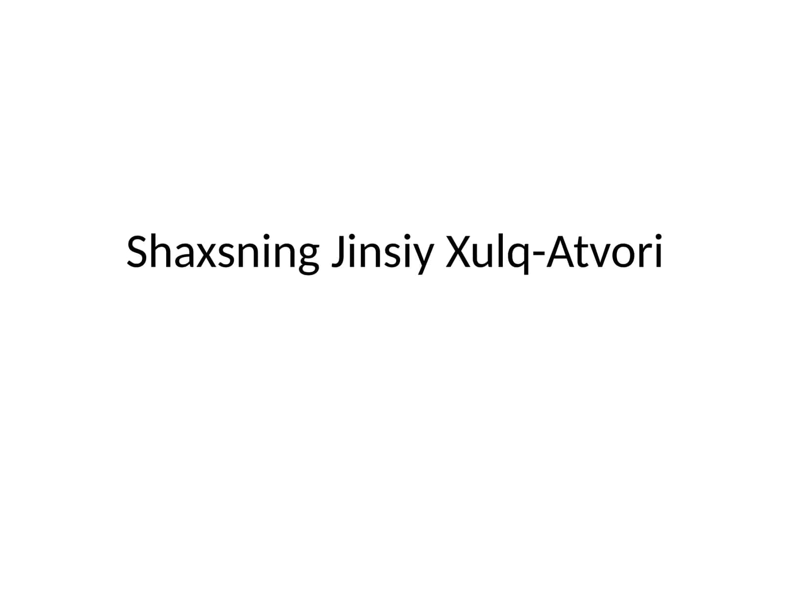 Shaxsning Jinsiy Xulq-Atvori 1