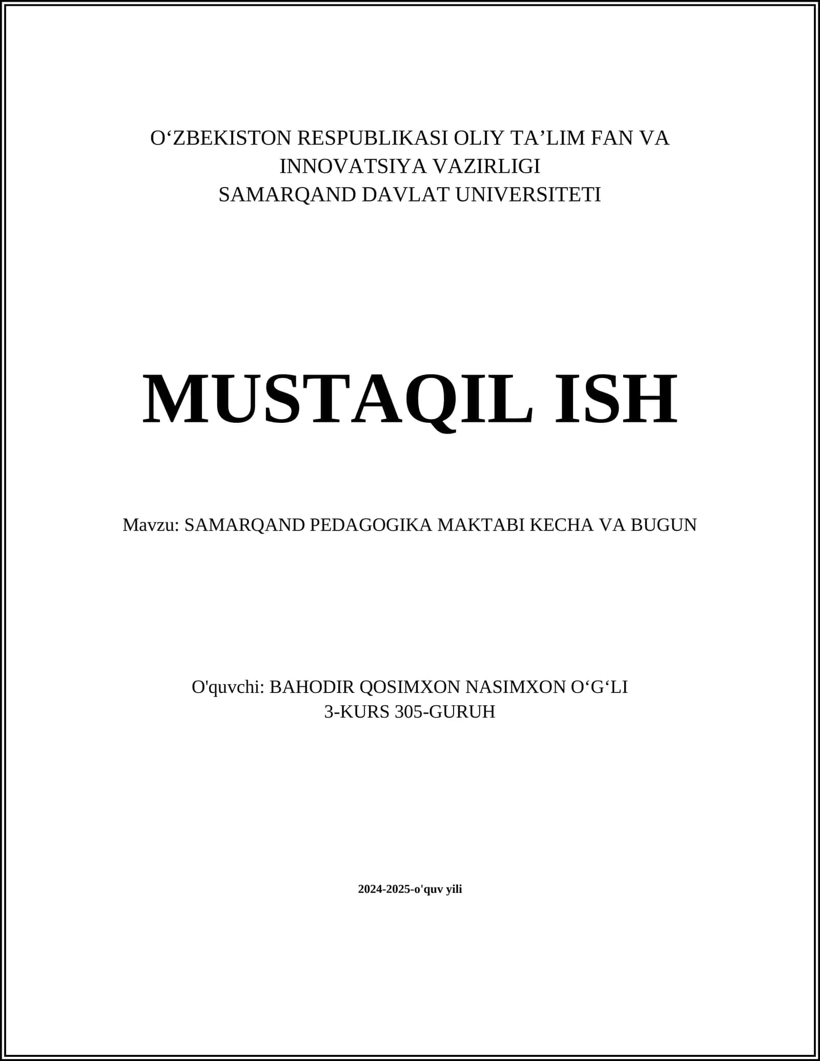 SAMARQAND PEDAGOGIKA MAKTABI KECHA VA BUGUN 1