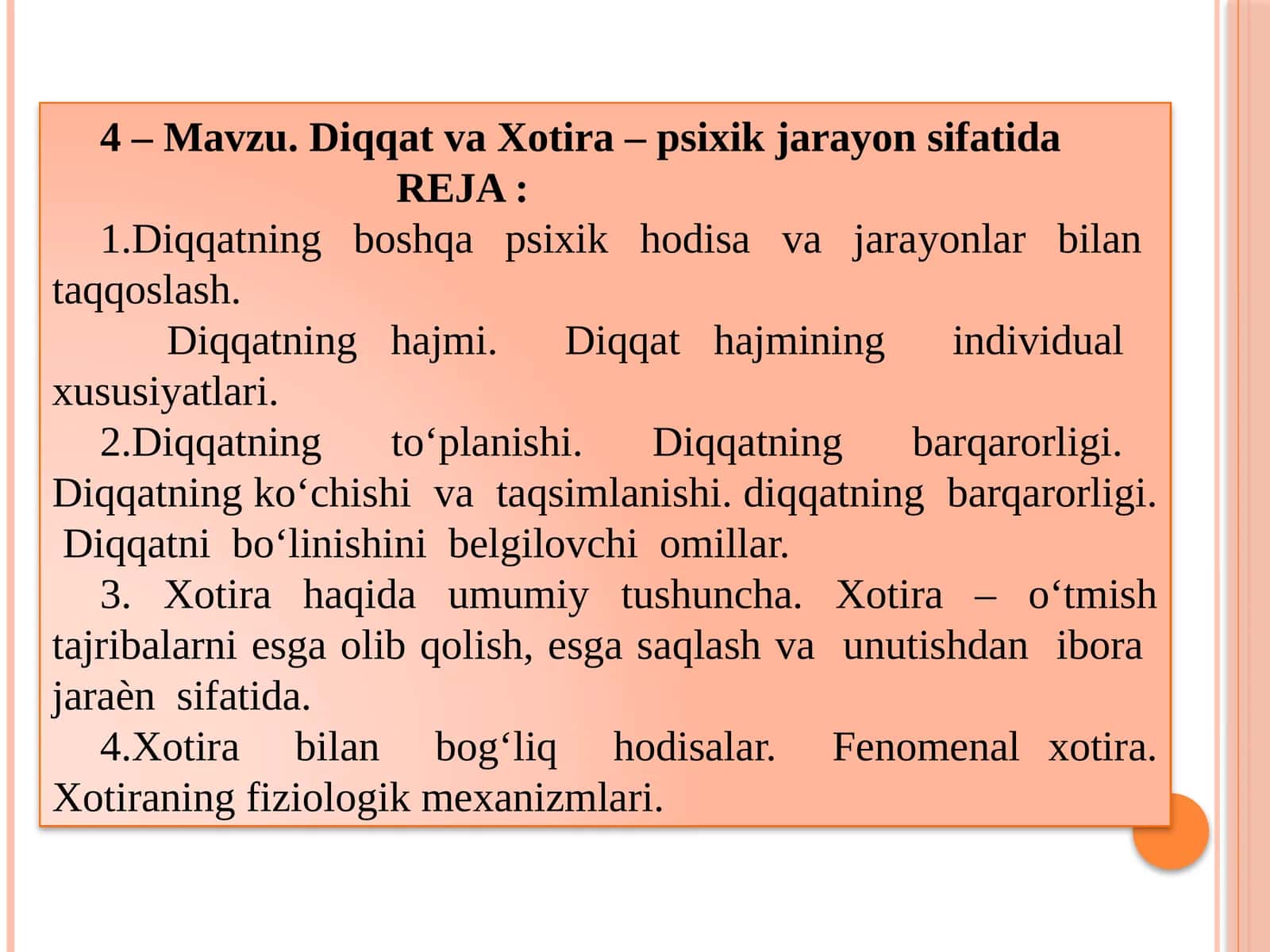 Diqqat va Xotira – psixik jarayon sifatida 1