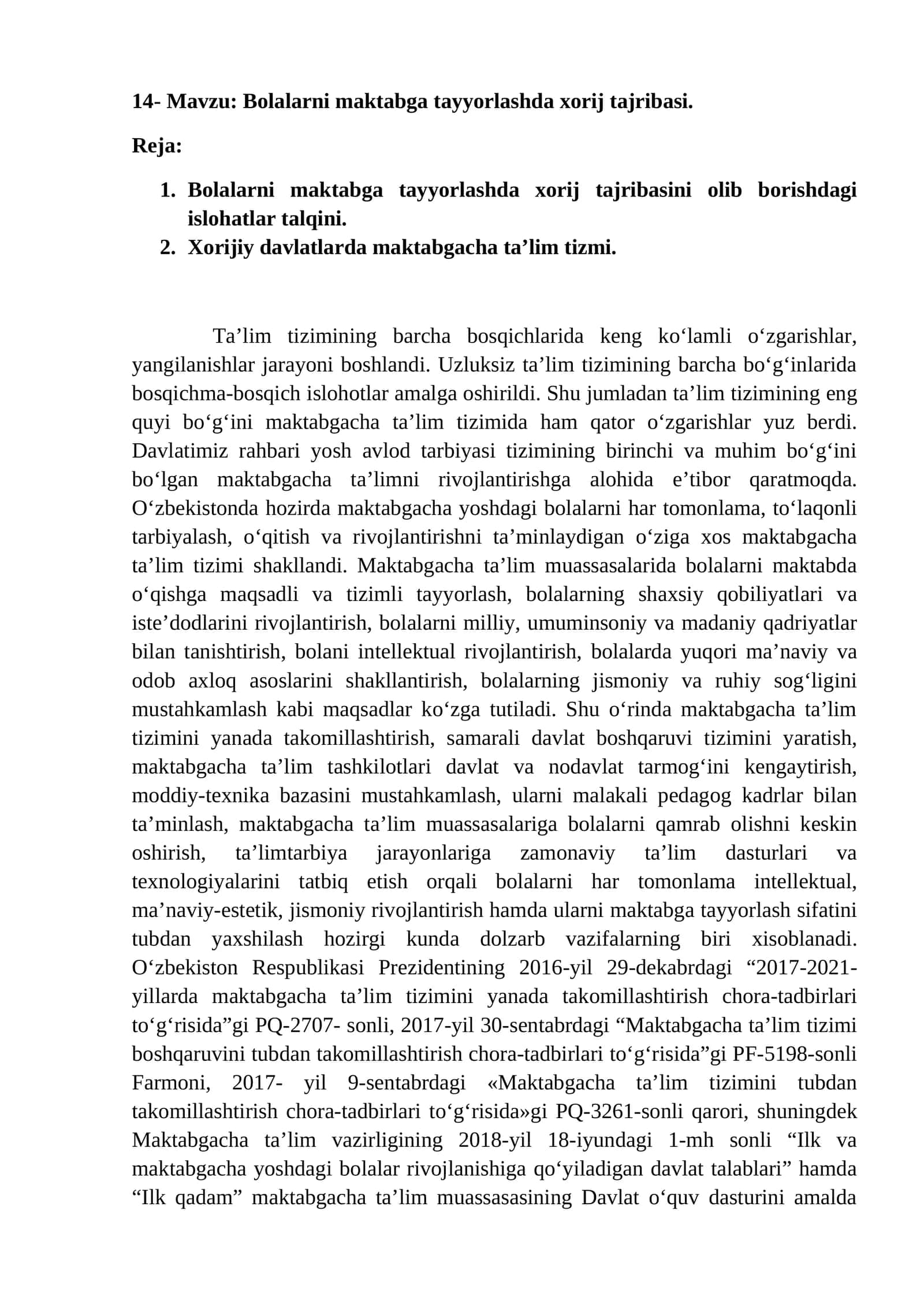 Bolalarni maktabga tayyorlashda xorij tajribasi 1