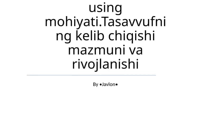 Sufizmning mohiyati 1