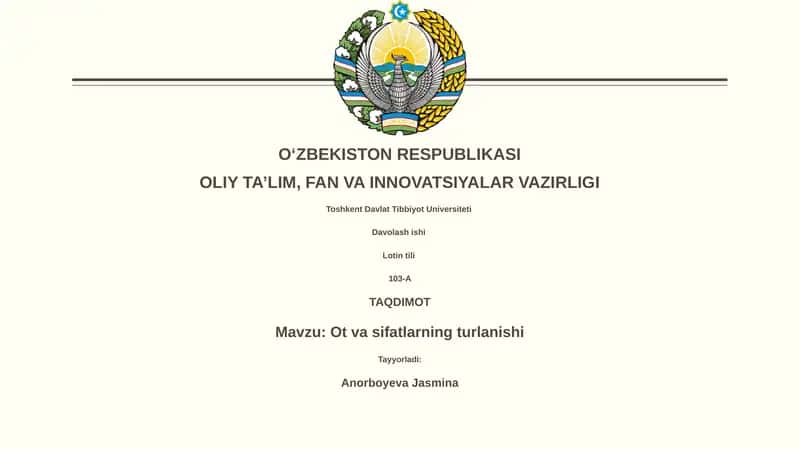 Ot va sifatlarning turlanishi 1