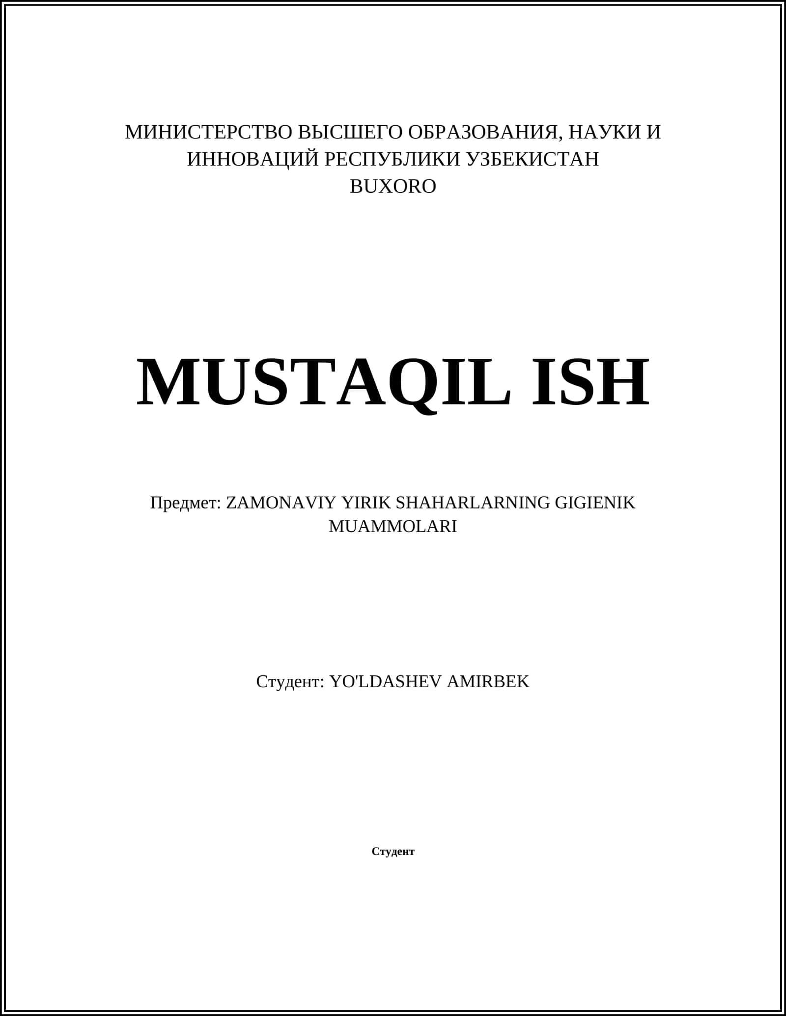 ZAMONAVIY YIRIK SHAHARLARNING GIGIENIK MUAMMOLARI 1