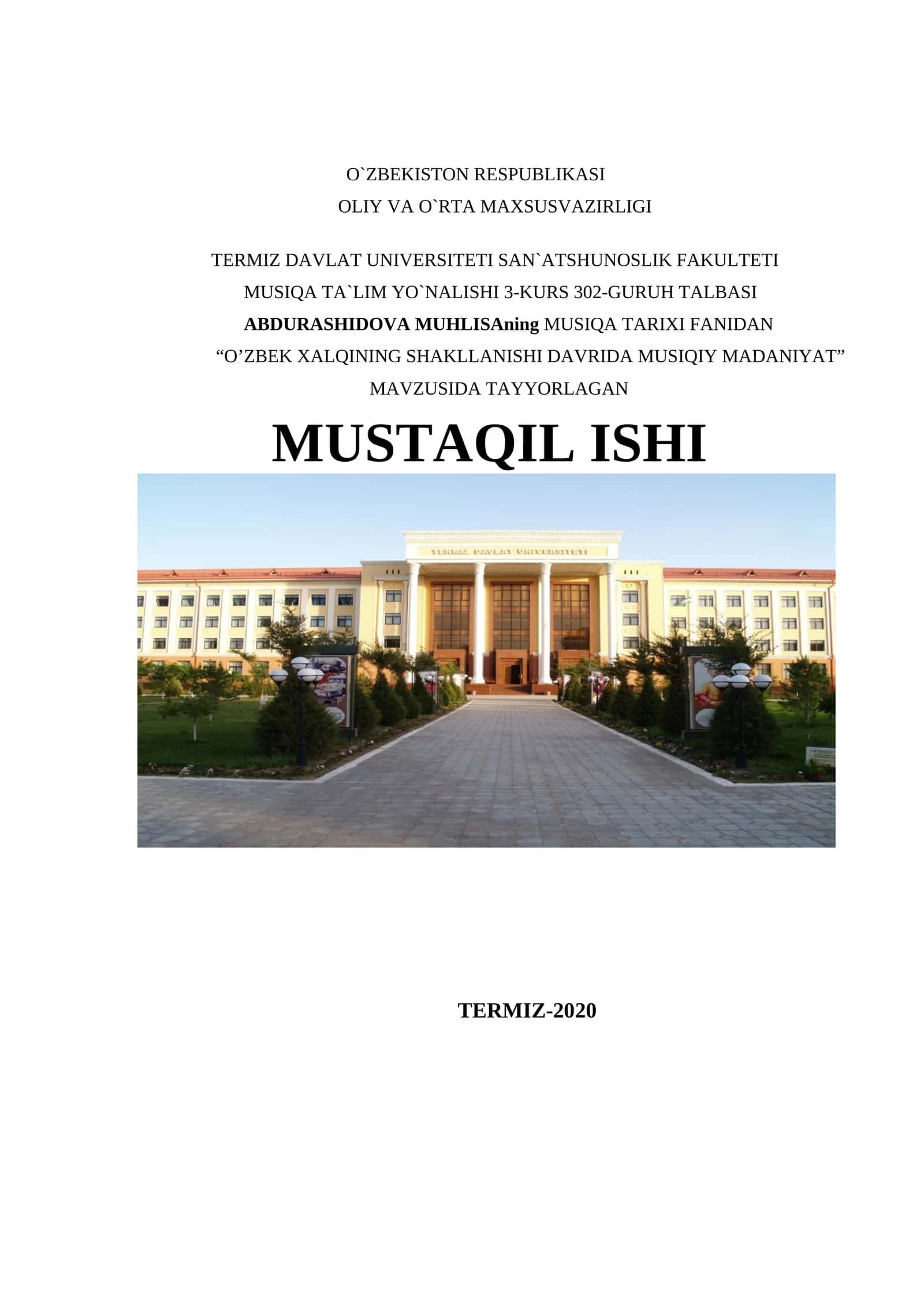 O’ZBEK XALQINING SHAKLLANISHI DAVRIDA MUSIQIY MADANIYAT 1
