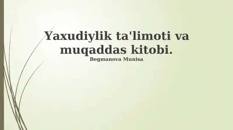Yahudiylik ta'limoti va muqaddas kitobi