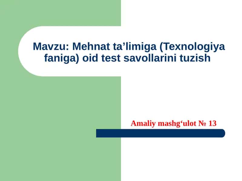Test savollarini tuzish 1