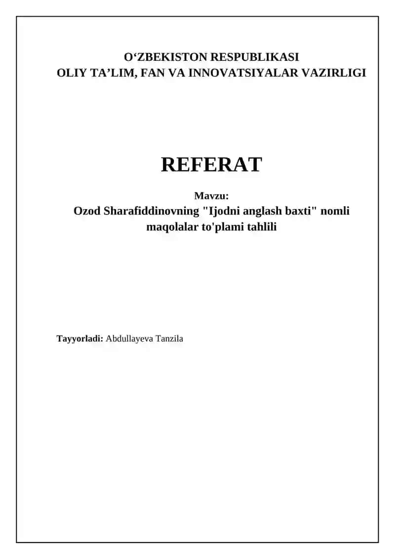 Ijodni anglash baxti