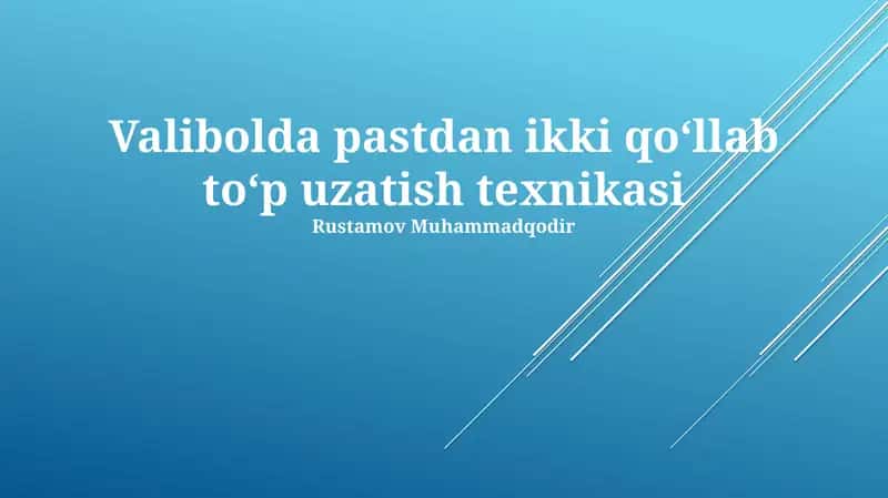 Valibolda pastdan ikki qoʻllab toʻp uzatish texnikasi 1