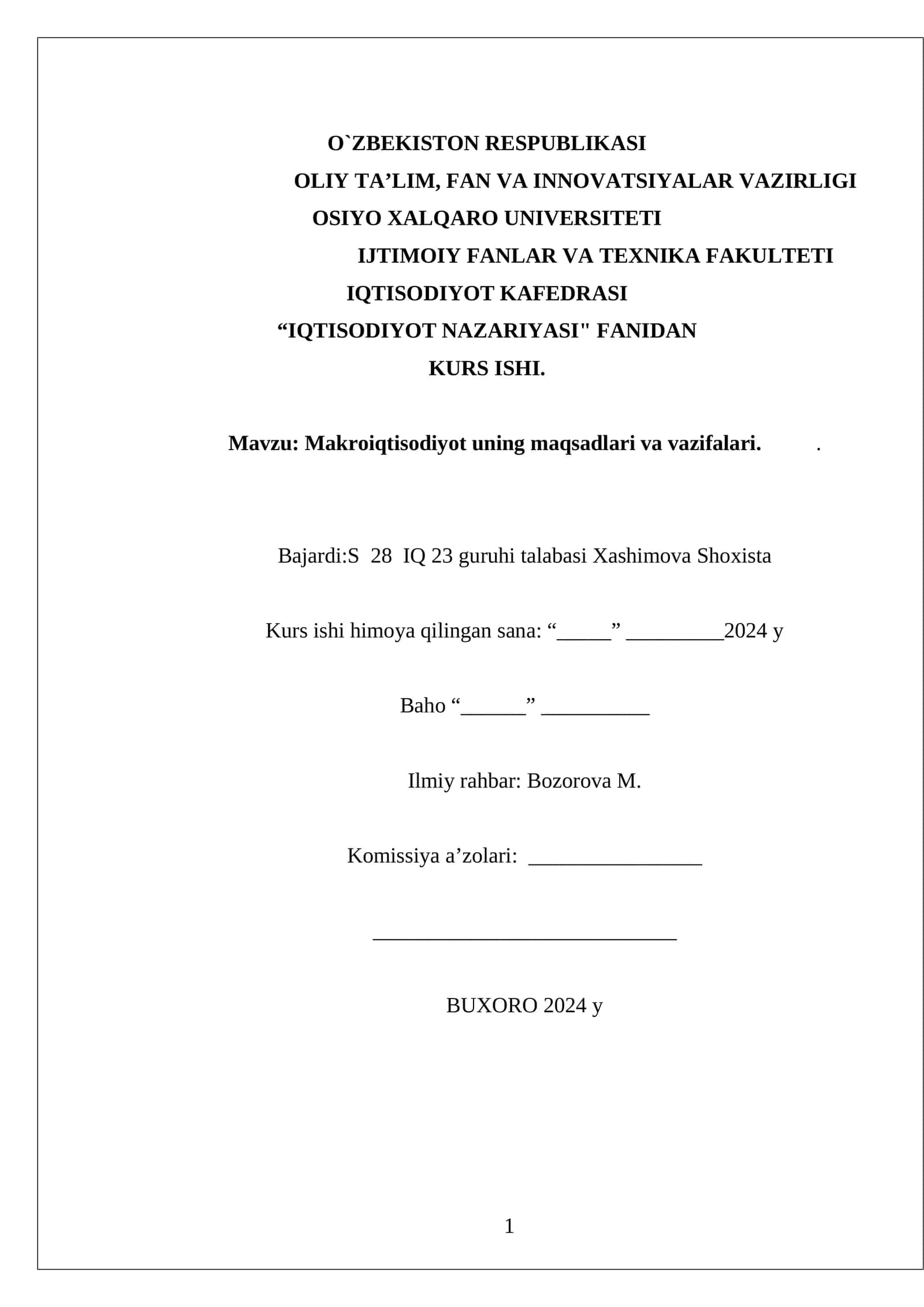 Makroiqtisodiyot uning maqsadlari va vazifalari 1