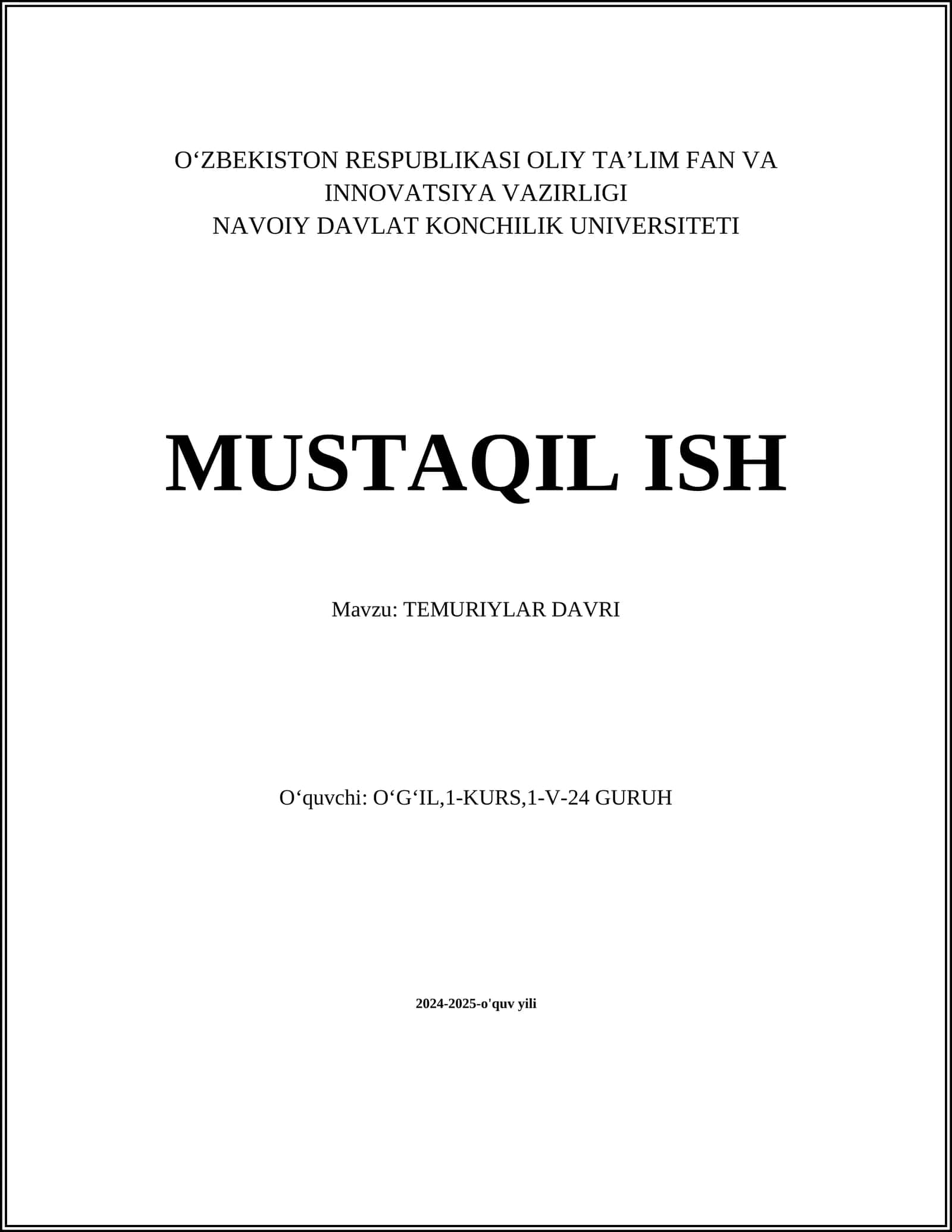 TEMURIYLAR DAVRI 1