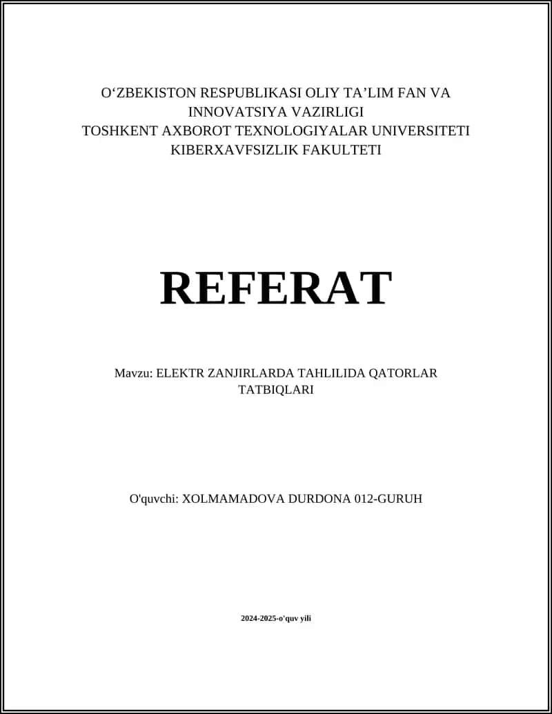 Elektr zanjirlarda tahlil 1