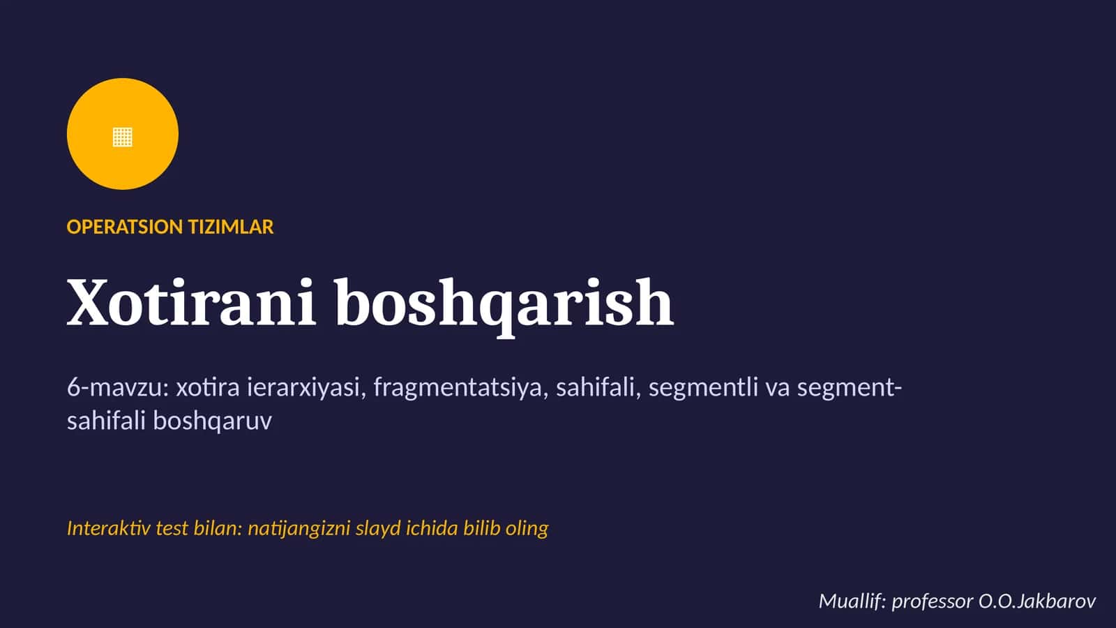 Xotirani boshqarish 1