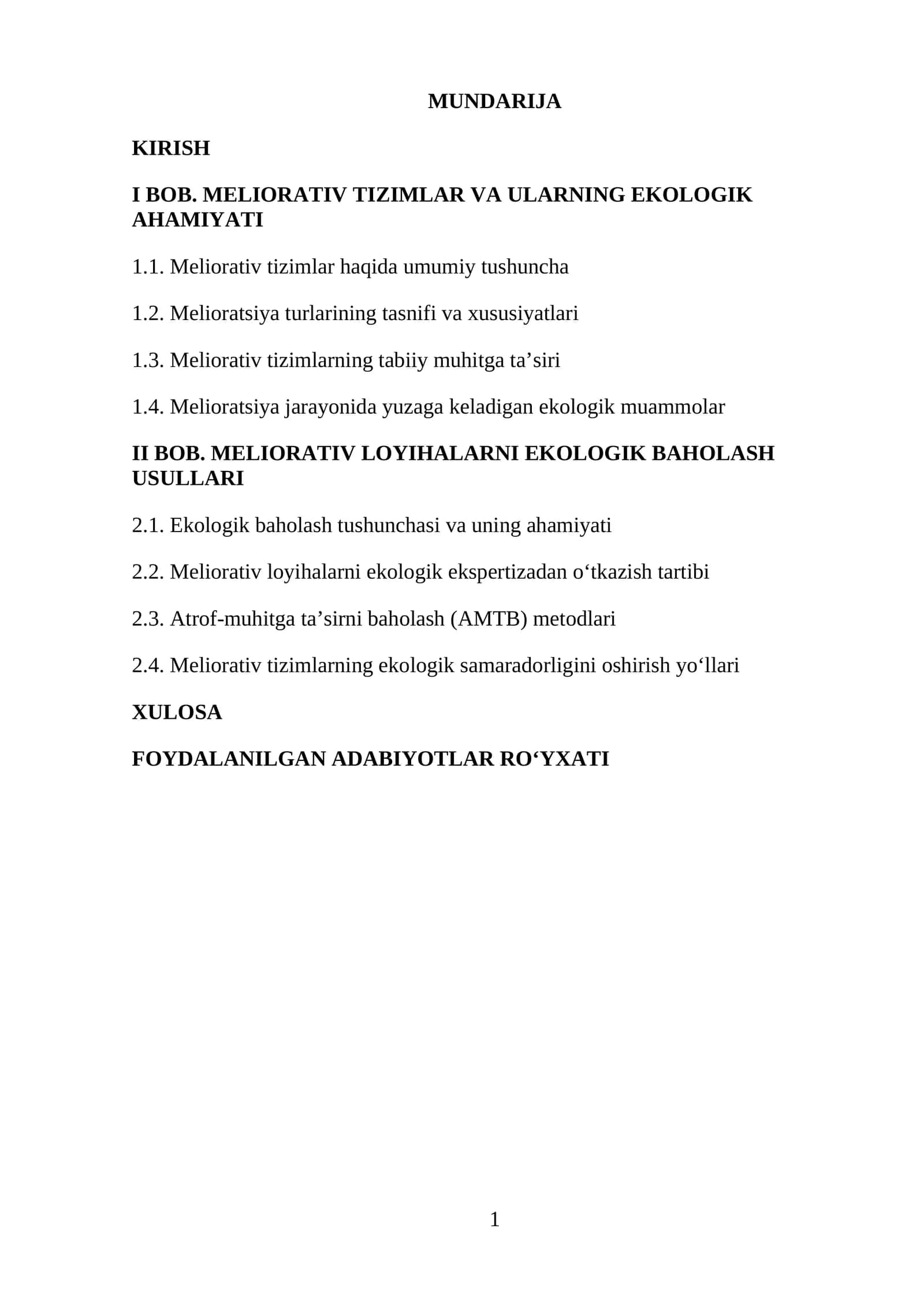 MELIORATIV TIZIMLAR VA ULARNING EKOLOGIK AHAMIYATI 1