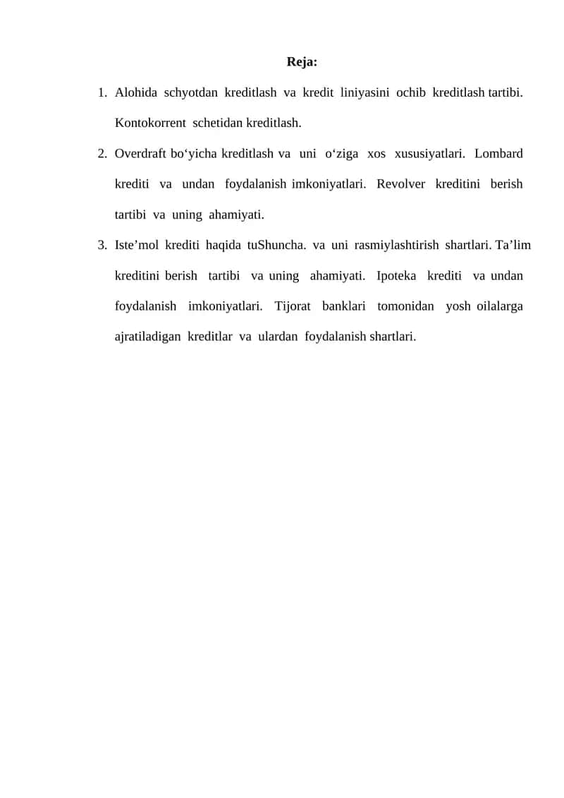 Kontokorrent schetidan kreditlash 1