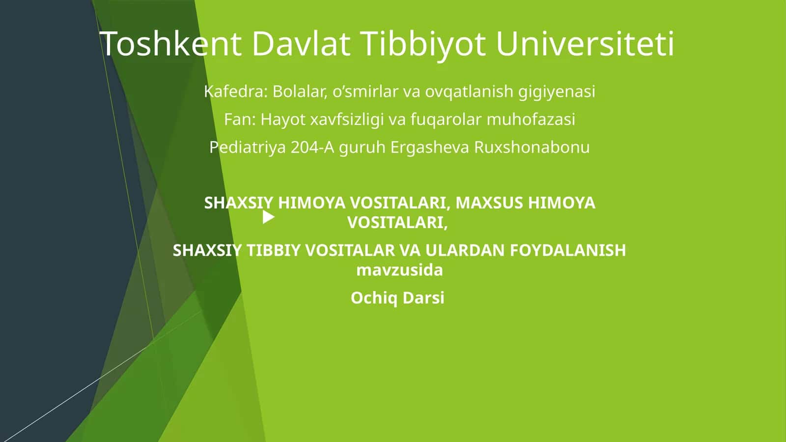 SHAXSIY HIMOYA VOSITALARI 1