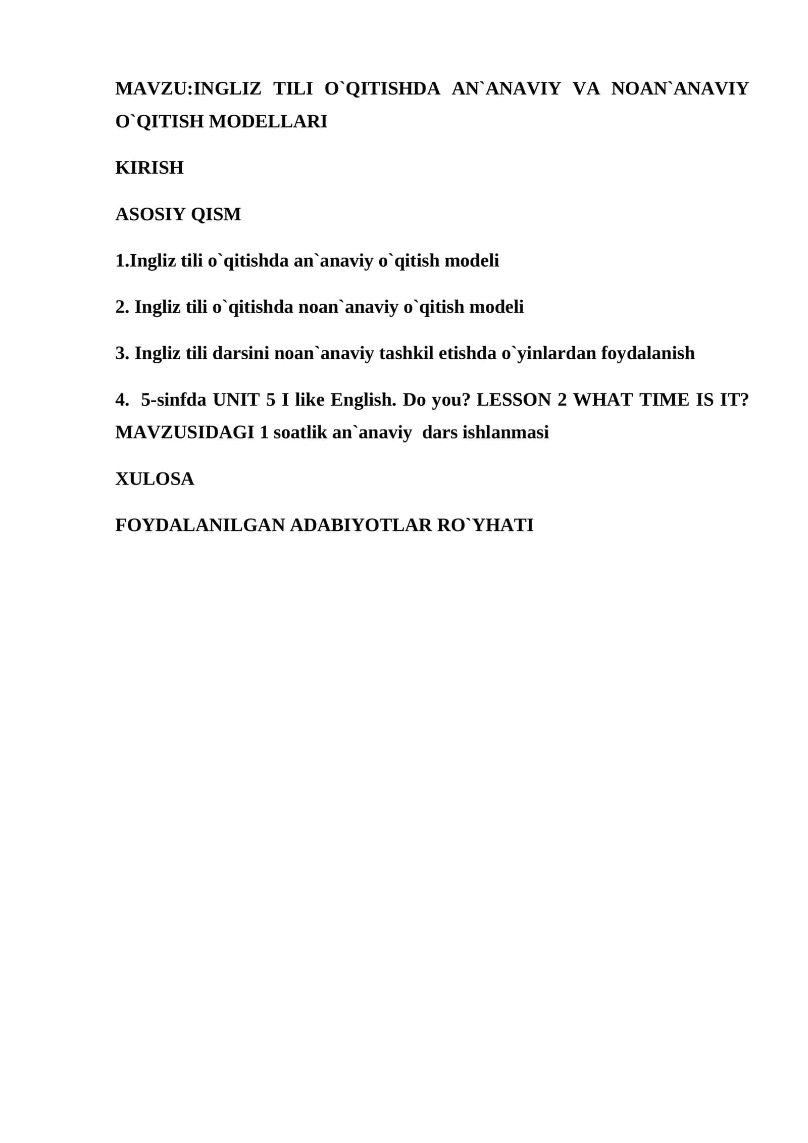 INGLIZ TILI O`QITISHDA AN`ANAVIY VA NOAN`ANAVIY O`QITISH MODELLARI 1