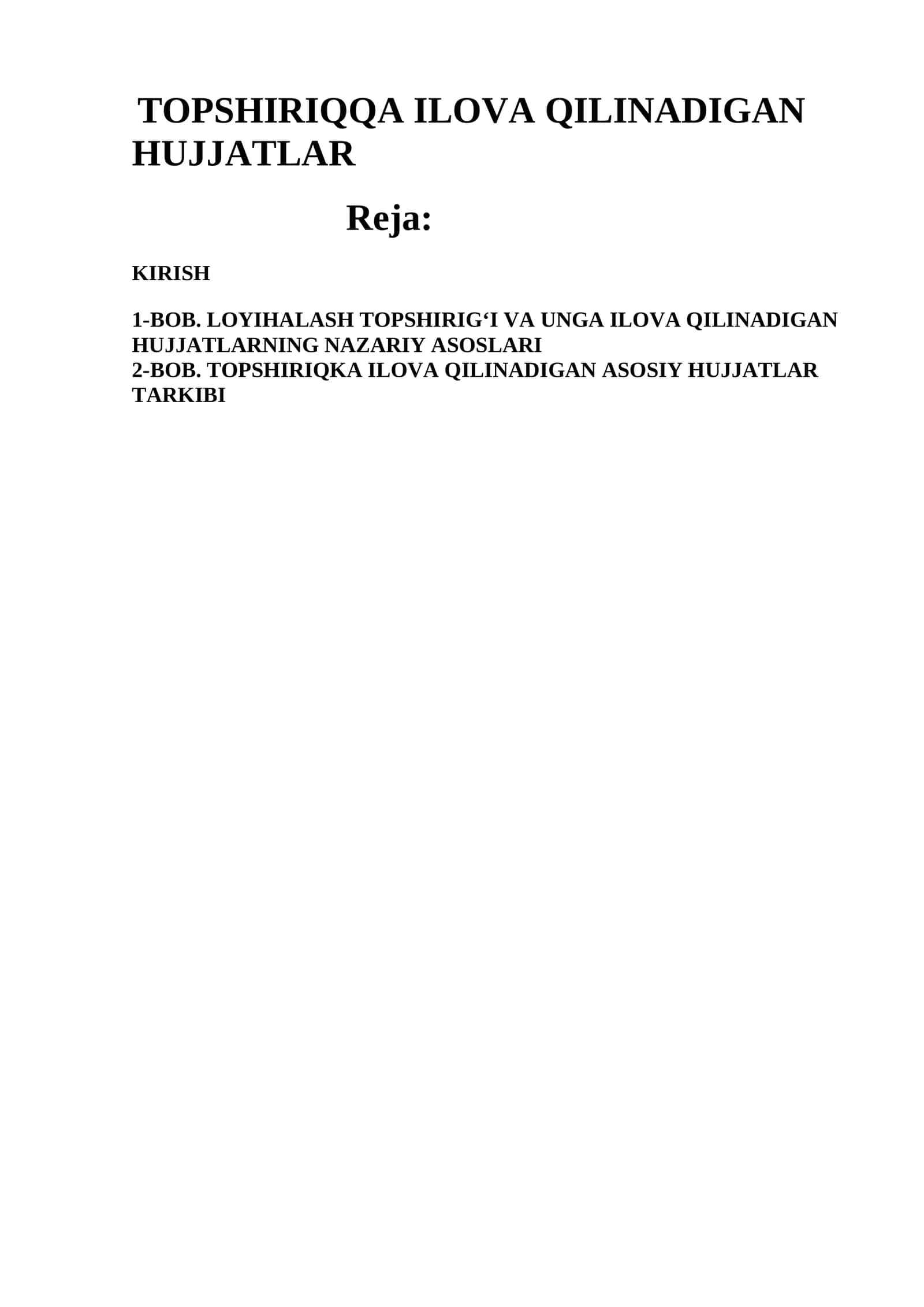 ISHCHI LOYIHA, LOYIHA-SMETA HUJJATLARI VA ISHCHI HUJJATLAR 1