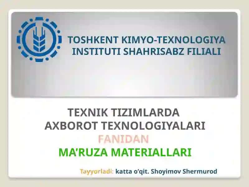 Ma'ruzamavzu: Grafik modellashtirish. Loyihalash jarayonida amaliy dasturlarnigrafik imkoniyatlaridan foydalanish