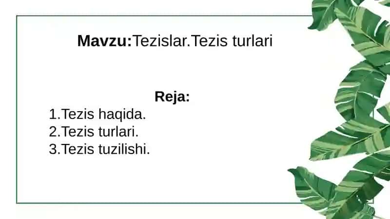 Tezis turlari
