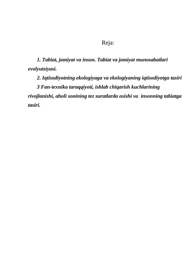 Tabiat va jamiyat munosabatlari evolyutsiyasi 1