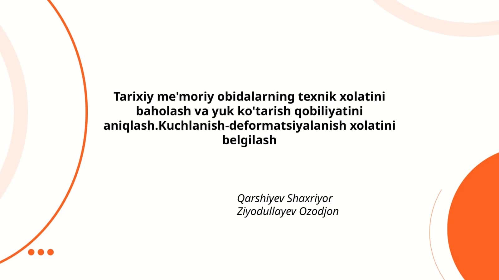 Tarixiy me'moriy obidalarning texnik xolati 1