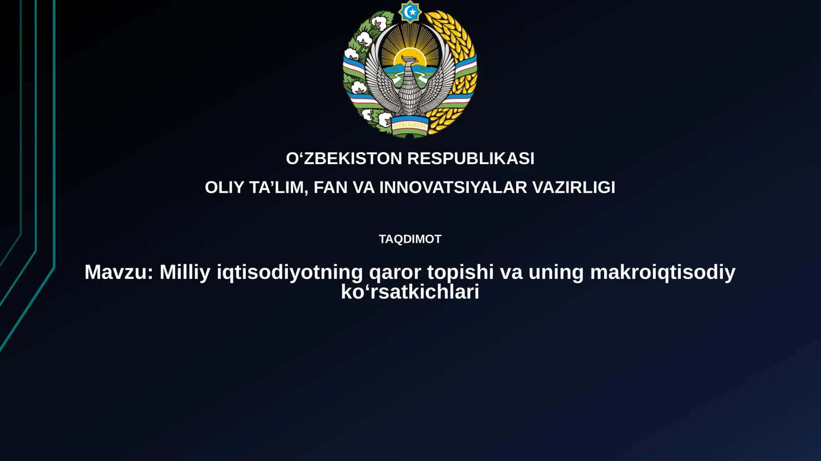 Milliy iqtisodiyotning qarortopishivauningmakroiqtisodiykoʻrsatkichlari 1