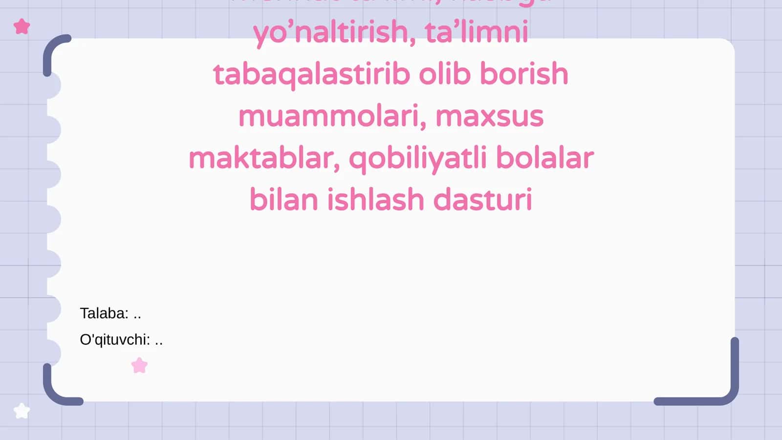 Mehnat Ta’limi bo'yicha Reja 1