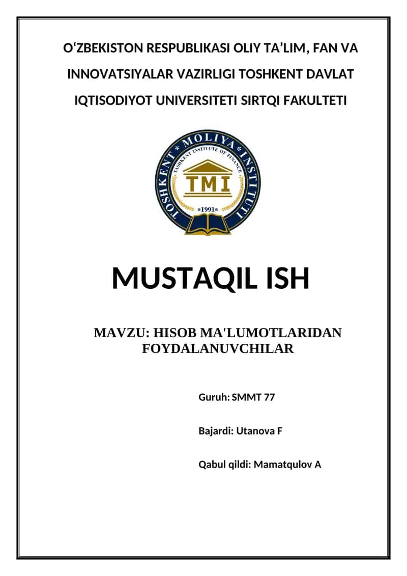 HISOB MA'LUMOTLARIDAN FOYDALANUVCHILAR 1