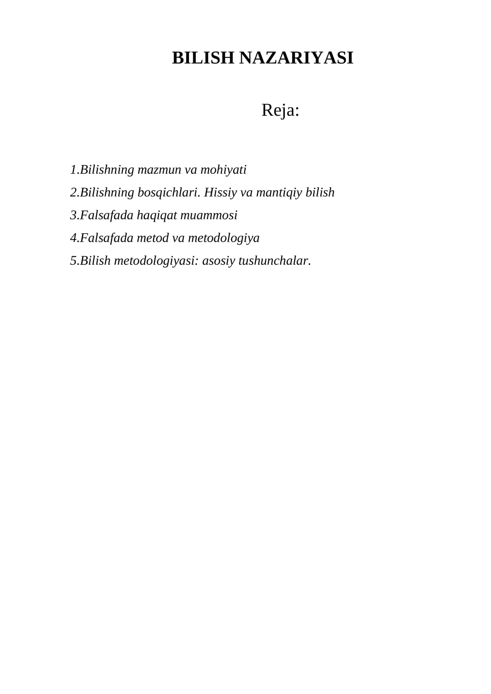BILISH NAZARIYASI 1