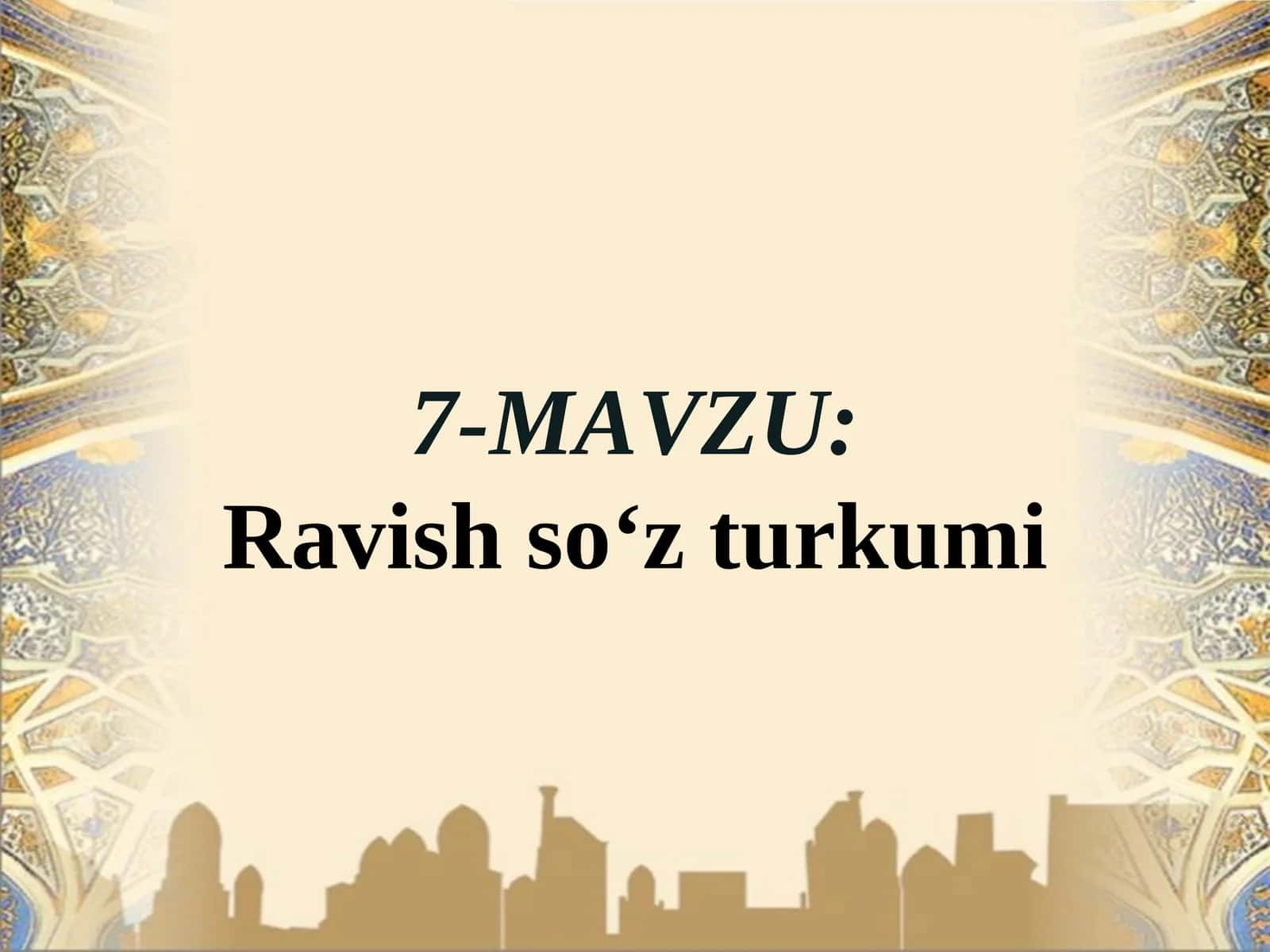 Ravish so‘z turkumi 1