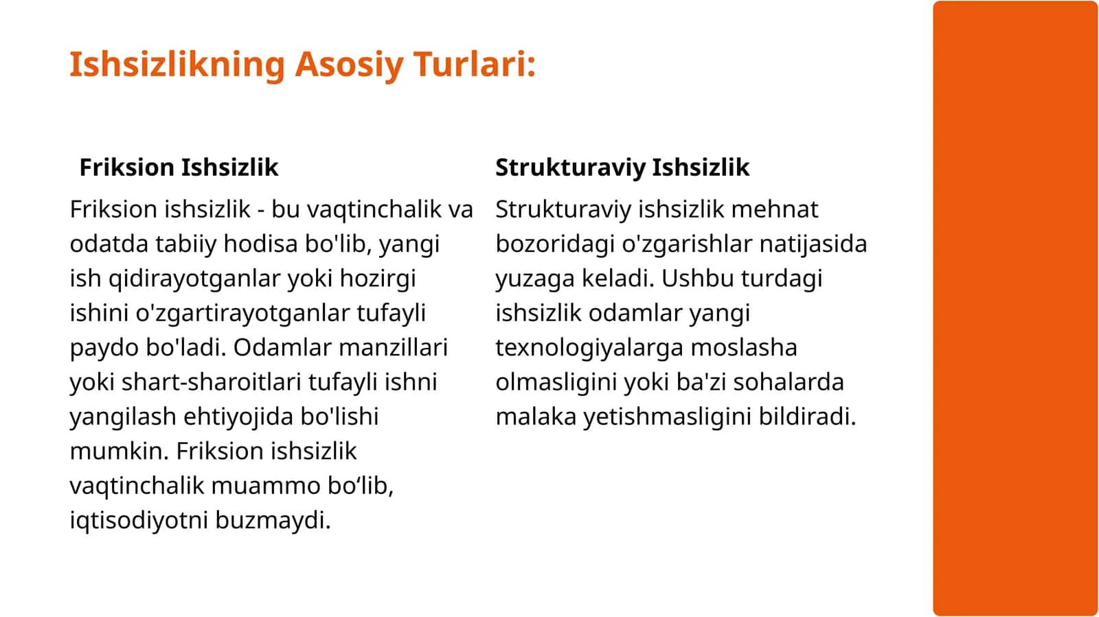 Ishsizlikning Asosiy Turlari 1