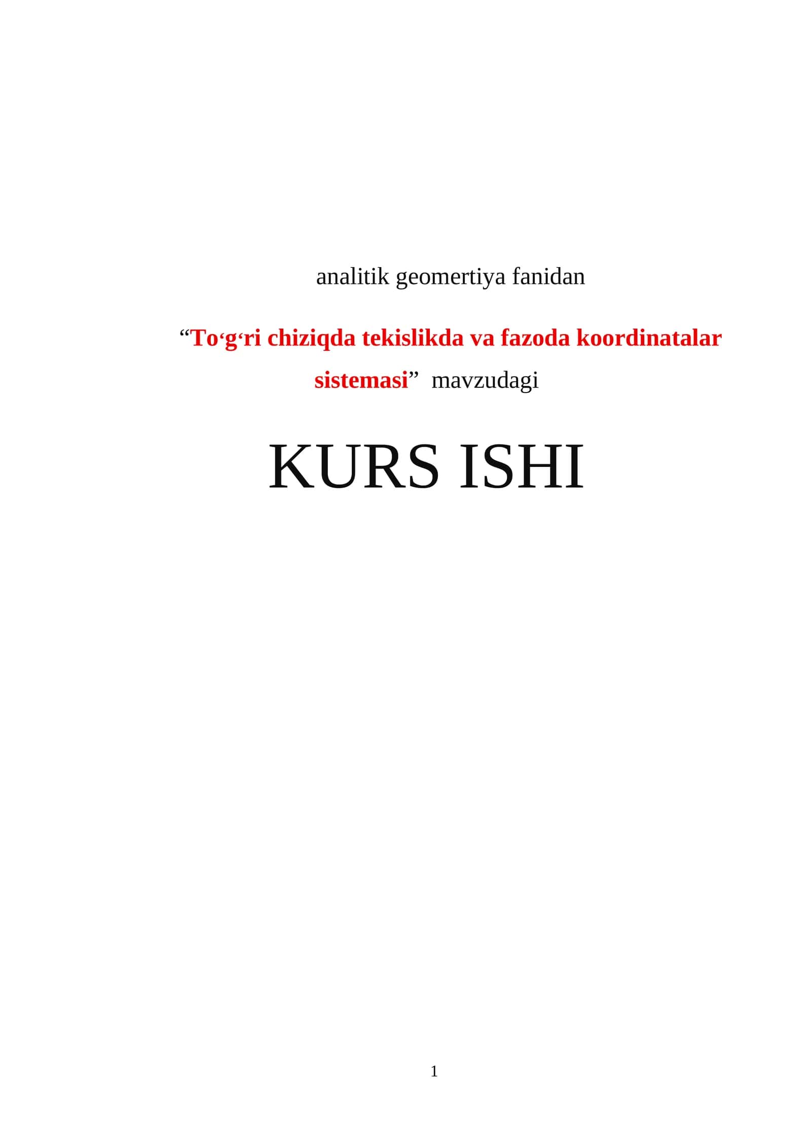 To‘g‘ri chiziqda tekislikda va fazoda koordinatalar sistemasi 1