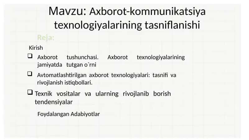 Aхbоrоt-kоmmunikаtsiya tехnоlоgiyalаrining tаsniflаnishi 1