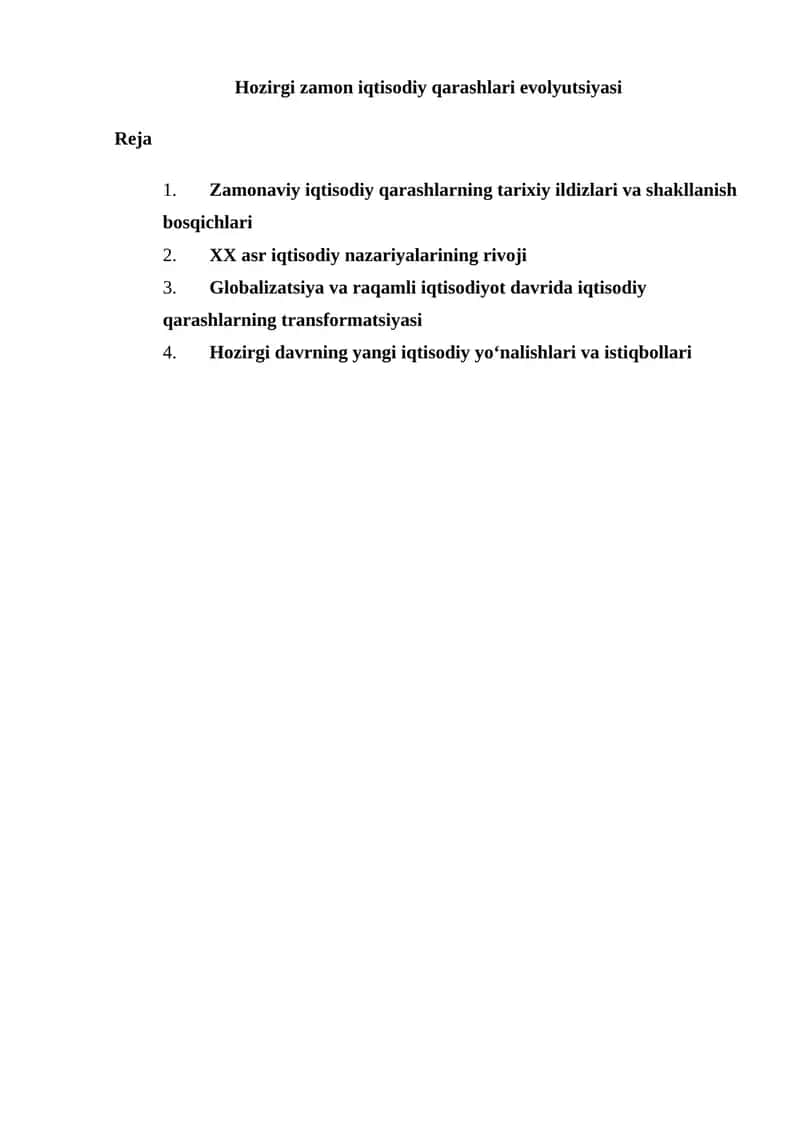 Hozirgi zamon iqtisodiy qarashlari evolyutsiyasi 1