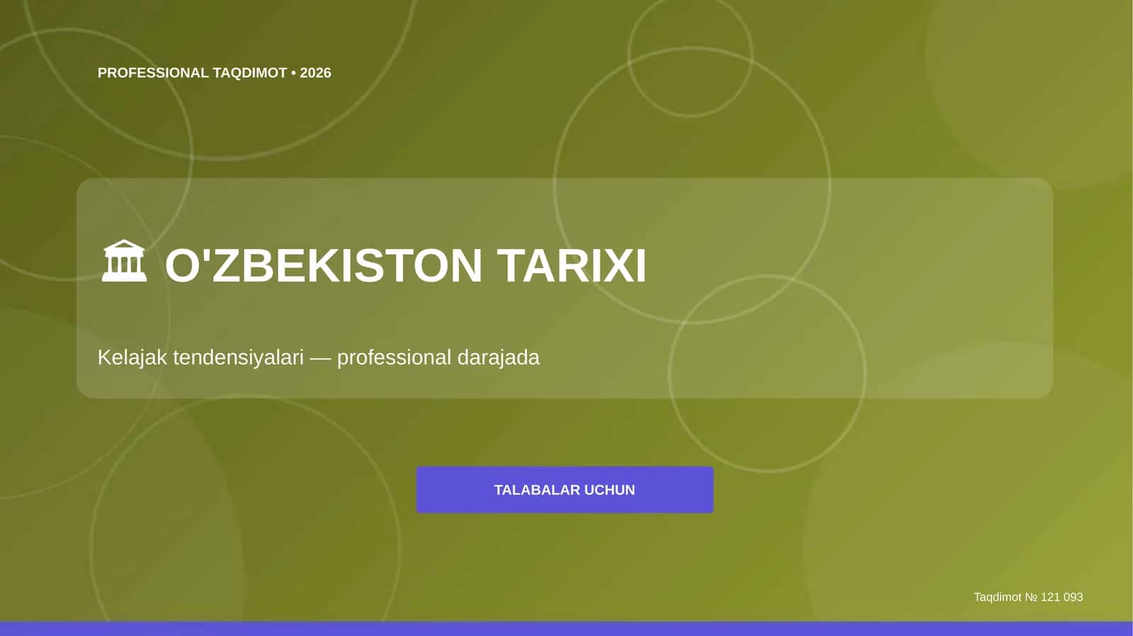O'zbekiston tarixi: kelajak tendensiyalari (professional darajada) [talabalar uchun] 1
