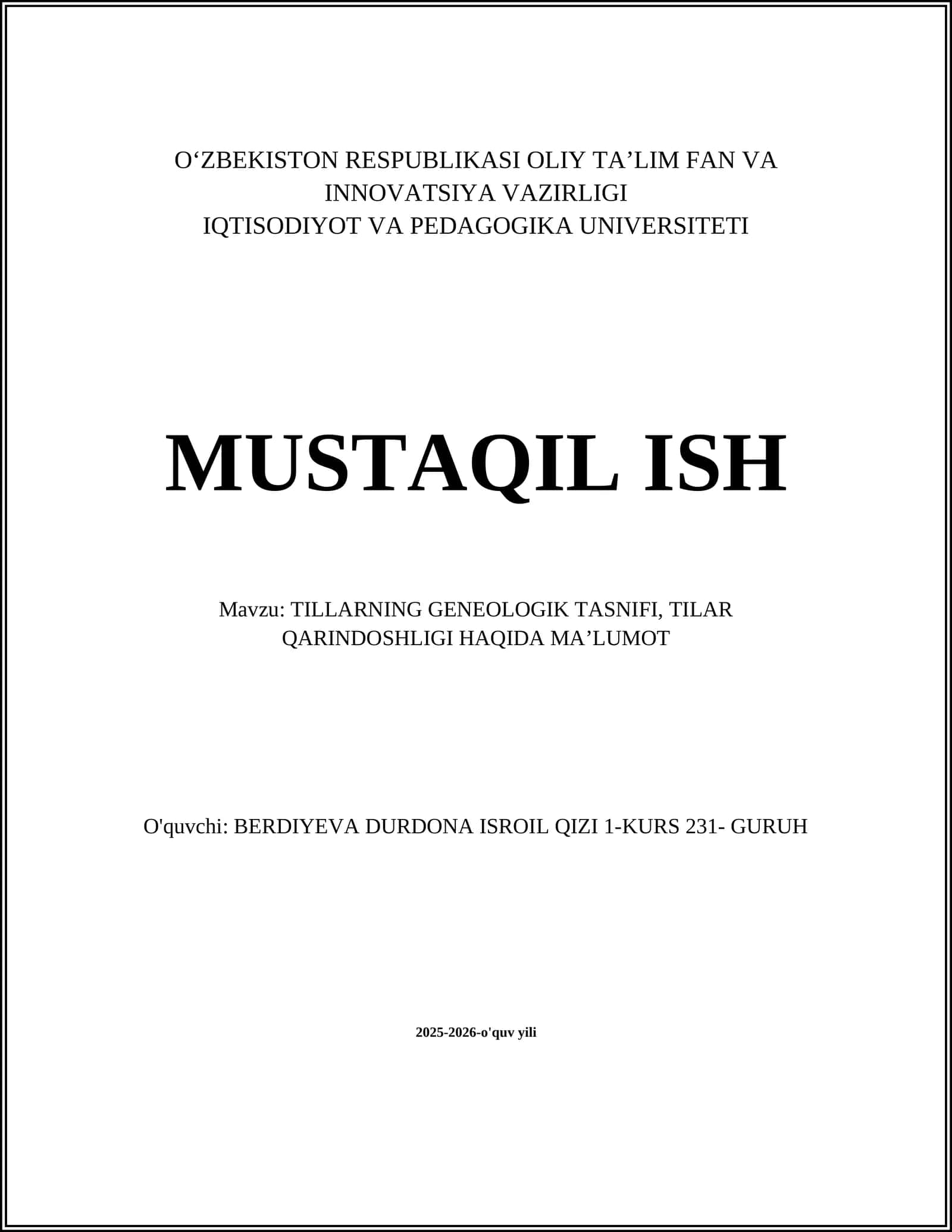 Tillarning geneologik tasnifi 1