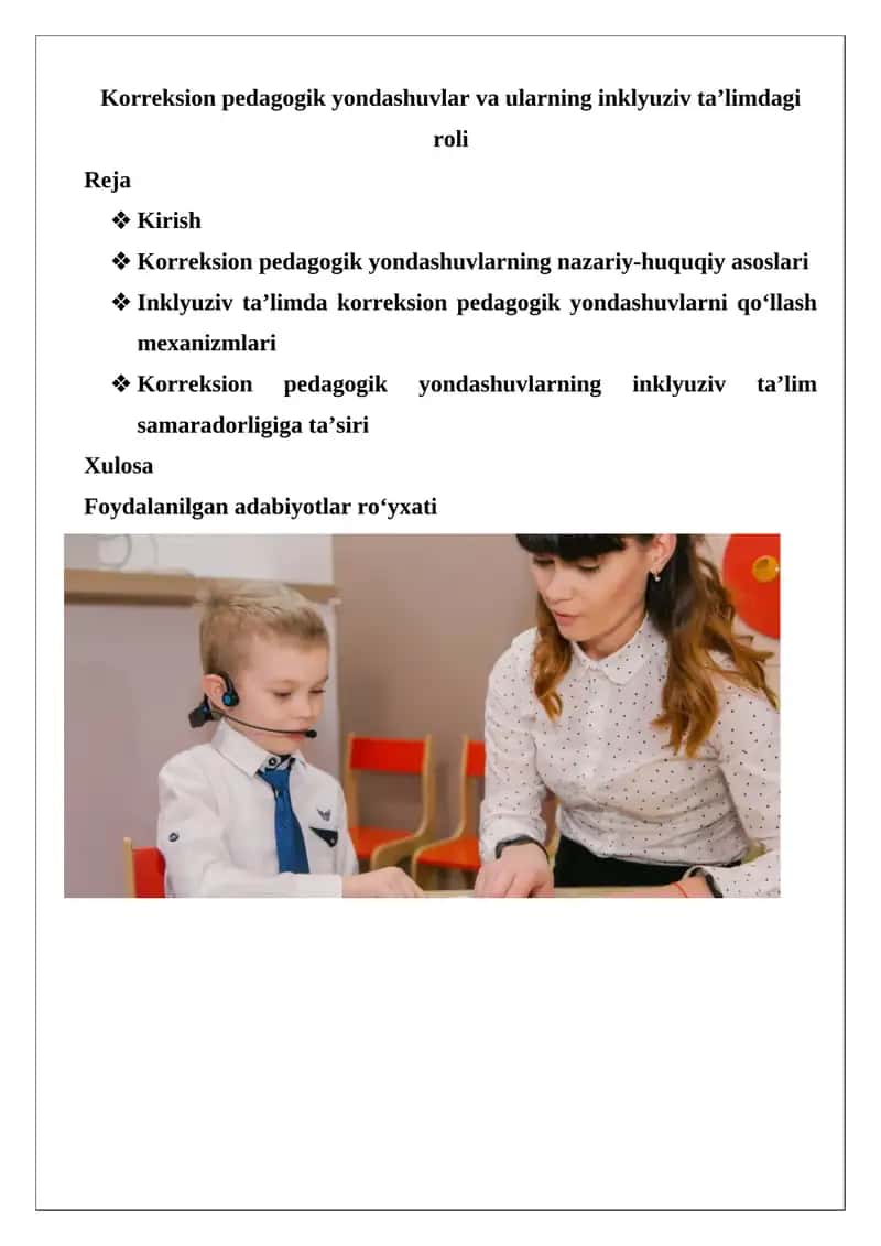 Korreksion pedagogik yondashuvlar va ularning inklyuziv ta’limdagi roli 1