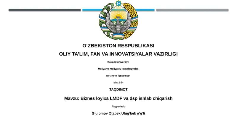 Biznes loyixa LMDF va dsp ishlab chiqarish 1