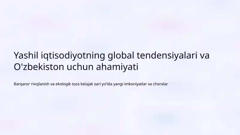 Yashil iqtisodiyot 1