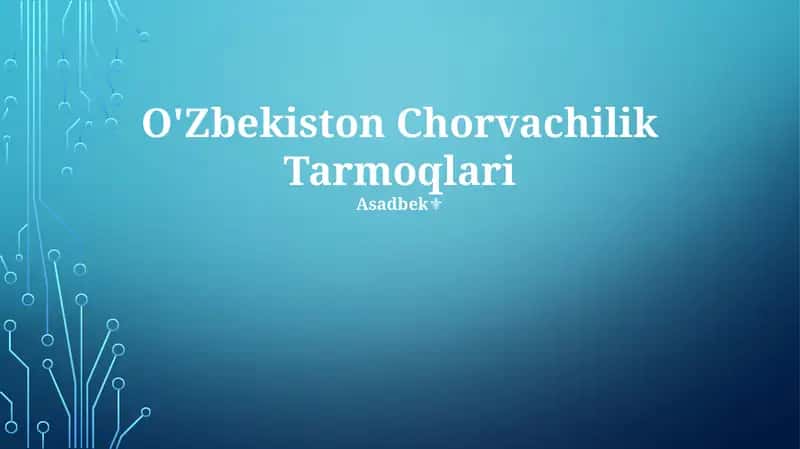 O'Zbekiston Chorvachilik Tarmoqlari 1