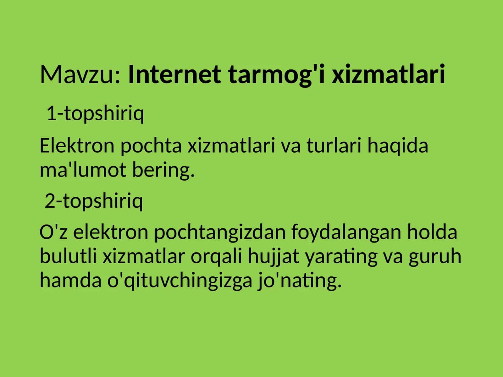 Internet tarmog'i  xizmatlari 1