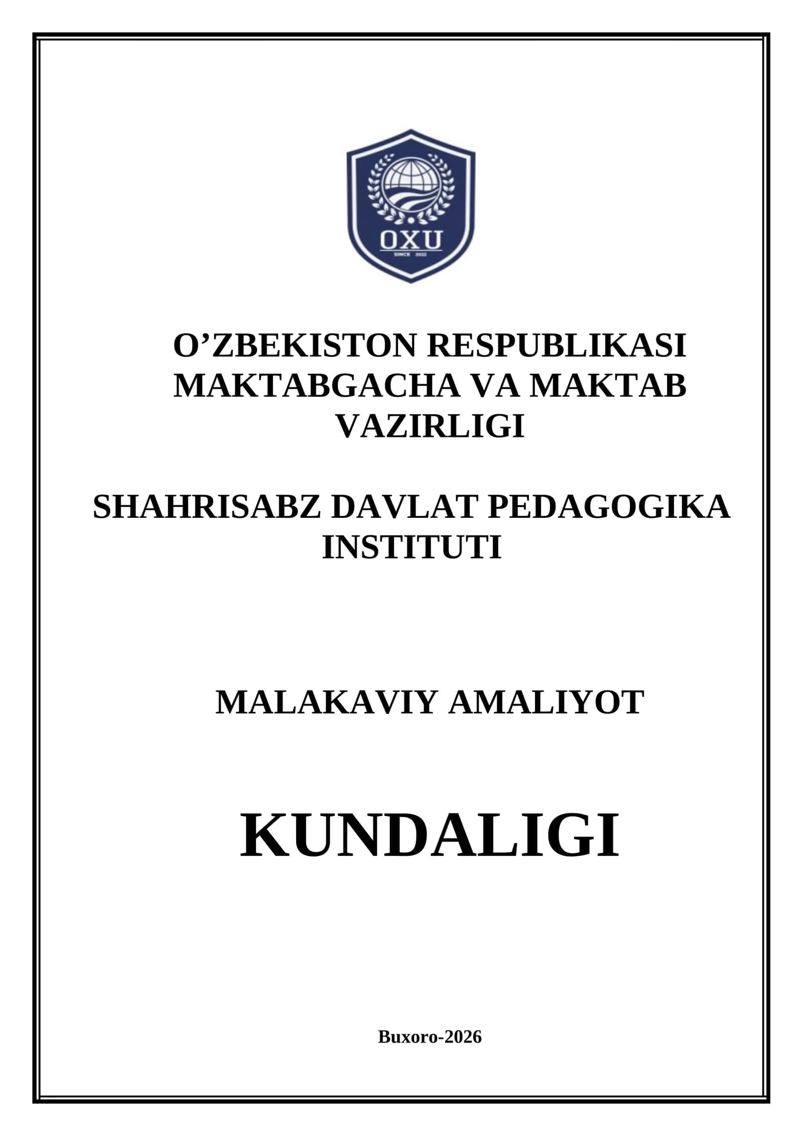 Amaliyot kundaligi Tayyori 1