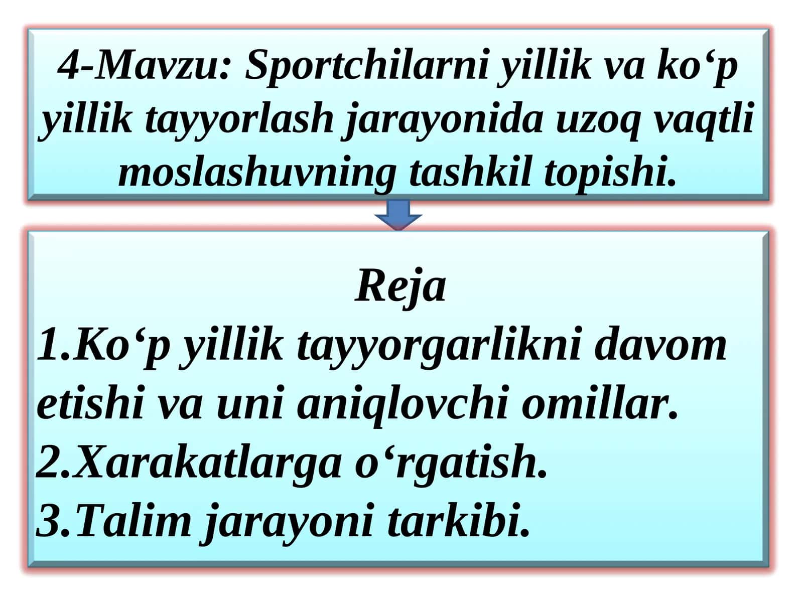 Sportchilarni yillik va ko‘p yilliktayyorlash jarayonida uzoq vaqtli moslashuvning tashkil topishi 1