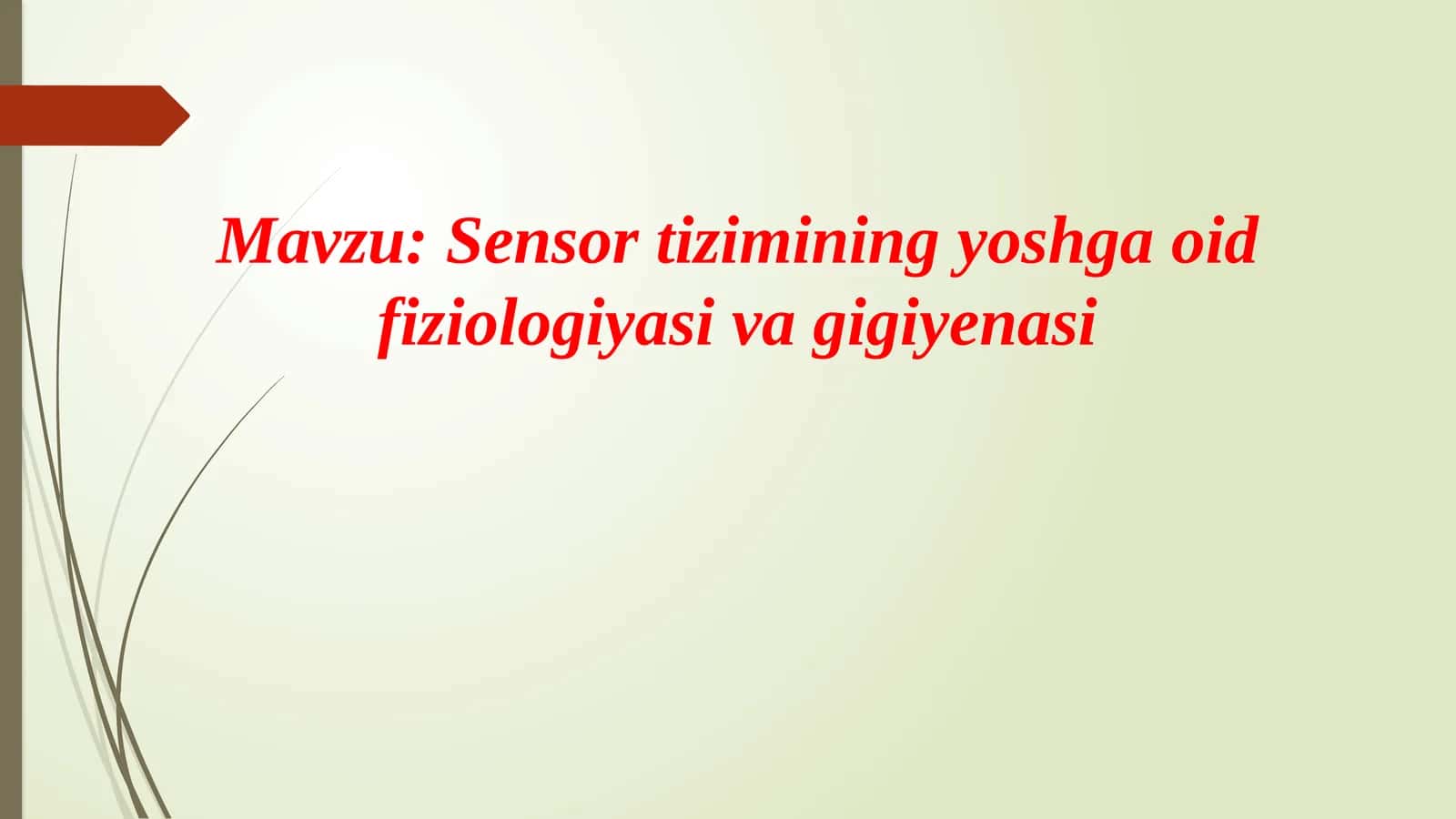Sensor tizimining yoshga oid fiziologiyasi va gigiyenasi 1