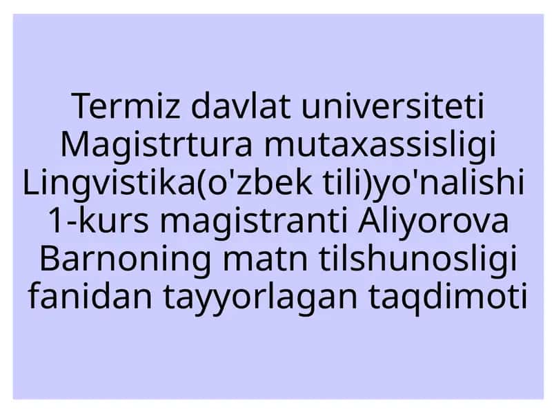 Lingvistika (o'zbek tili) yo'nalishi 1