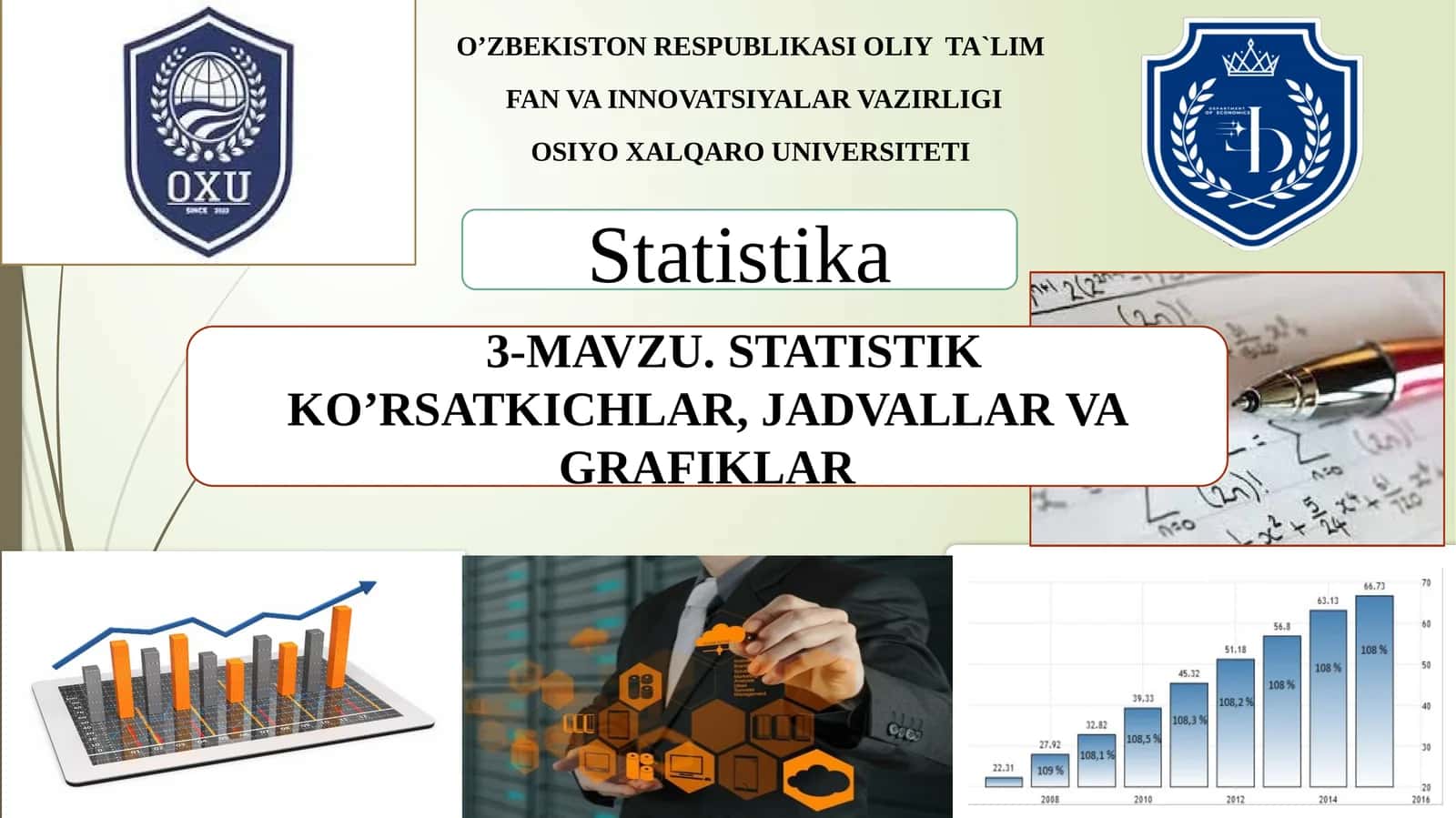 Statistikko’rsatkichlar, jadvallar va grafiklar 1