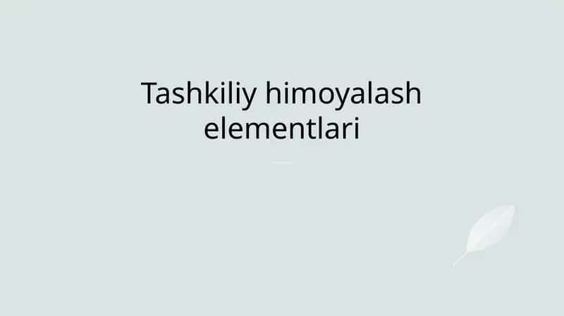 Tashkiliy himoyalash elementlari 1